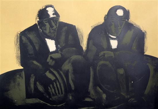 Josef Herman (1911-2000) Two miners, 19 x 27in.